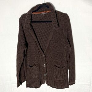 Cotton Ginny Brown Cotton Knit Button Up Cardigan Sweater L